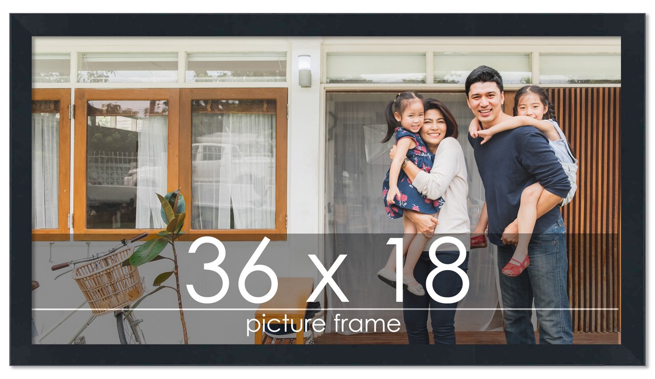 Panoramic Slim Profile Black Picture Frame - UV Acrylic, Foam Board Backing, Hanging Hardware